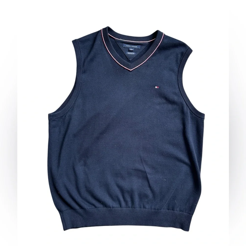 Tommy Hilfiger Men’s Premium Cotton Navy Blue Sweater Vest size Large